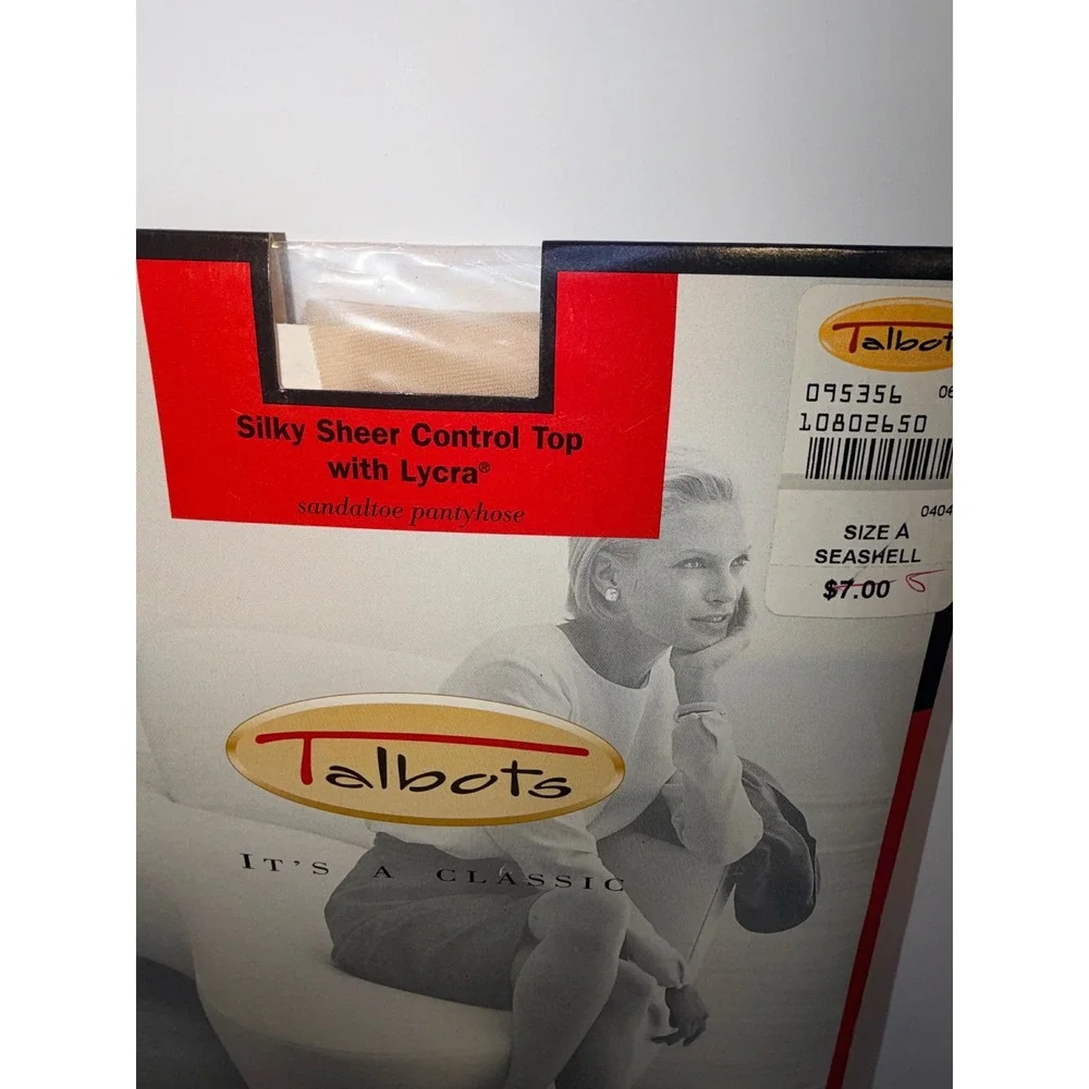 Talbots Silky Sheer Control Top Pantyhose Sandaltoe Seashell Size A 095356 NIP